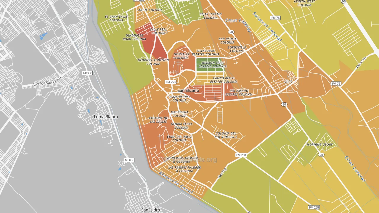 San Elizario, TX Map of Vandalism Rates