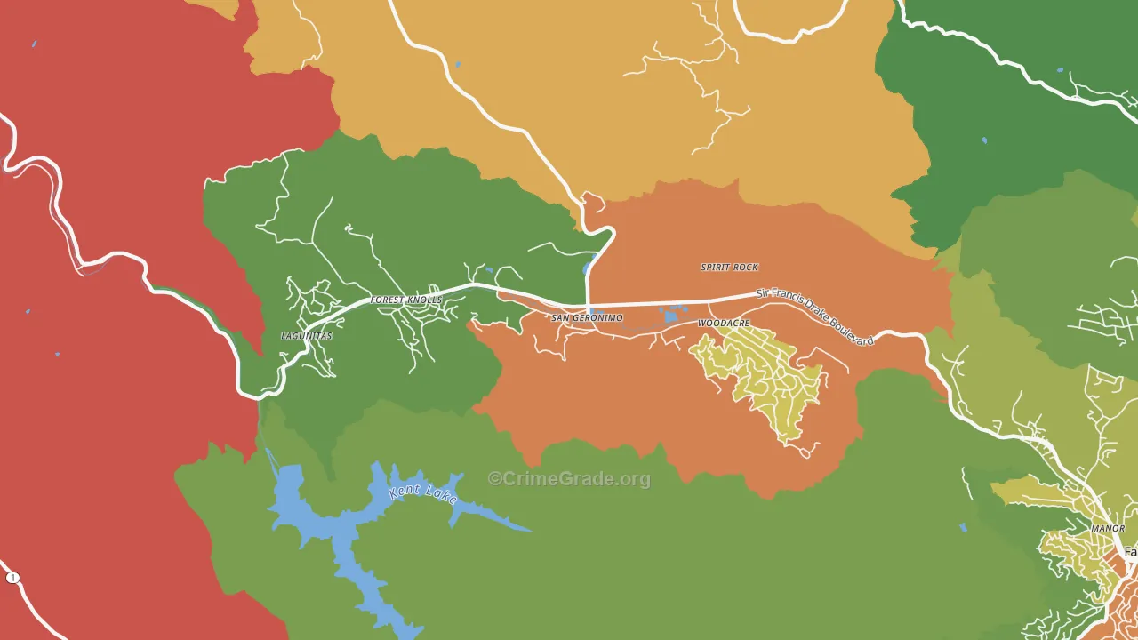 San Geronimo, CA Map of Vandalism Rates