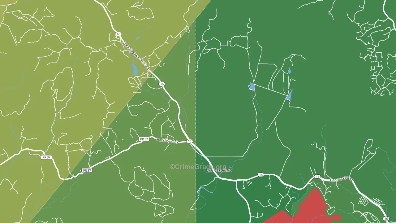 San Geronimo, TX Map of Vandalism Rates