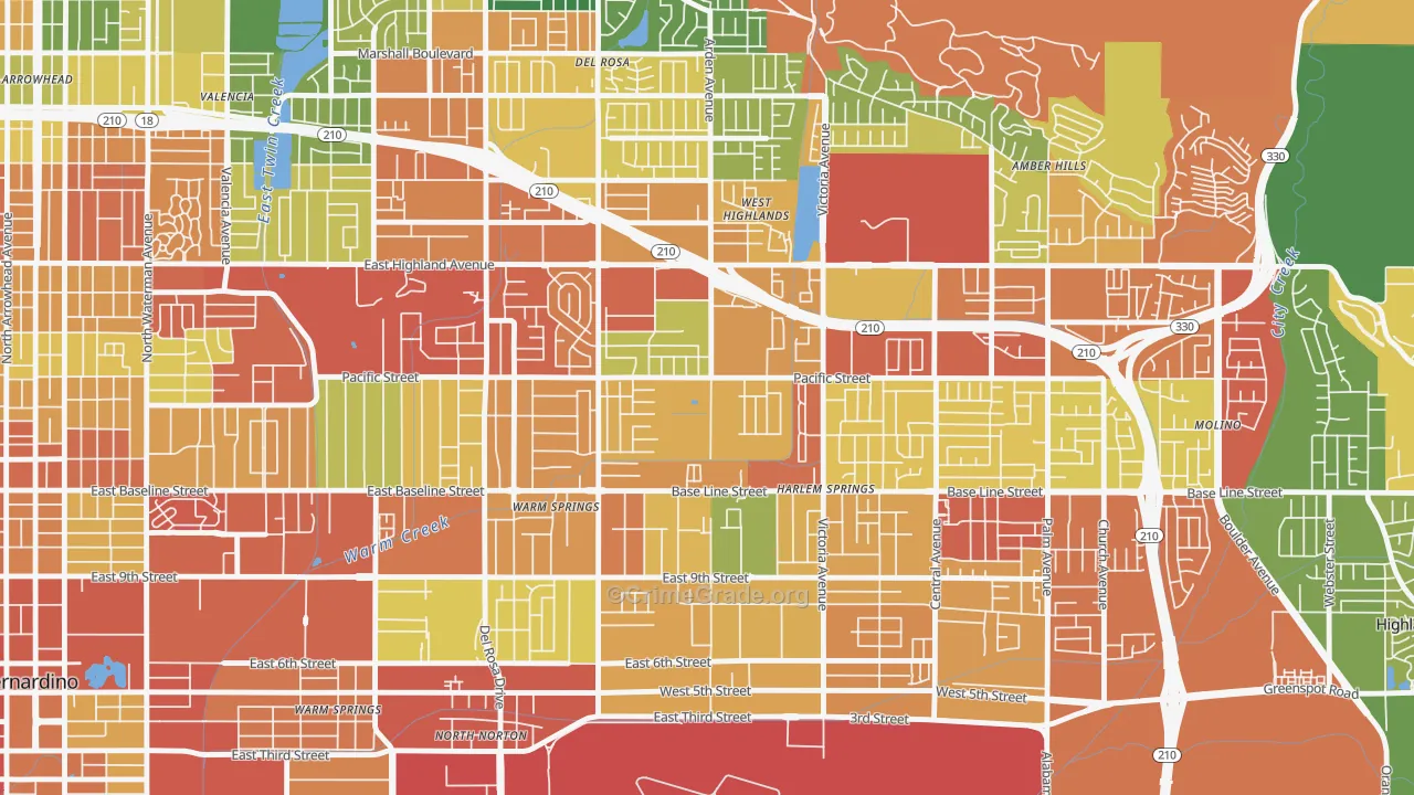 San Gorgonio, Highland, CA Map of Vandalism Rates
