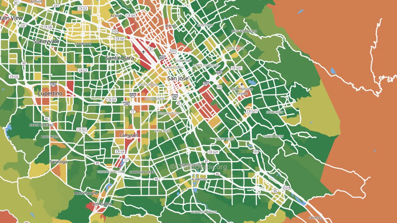 San Jose, CA Map of Vandalism Rates