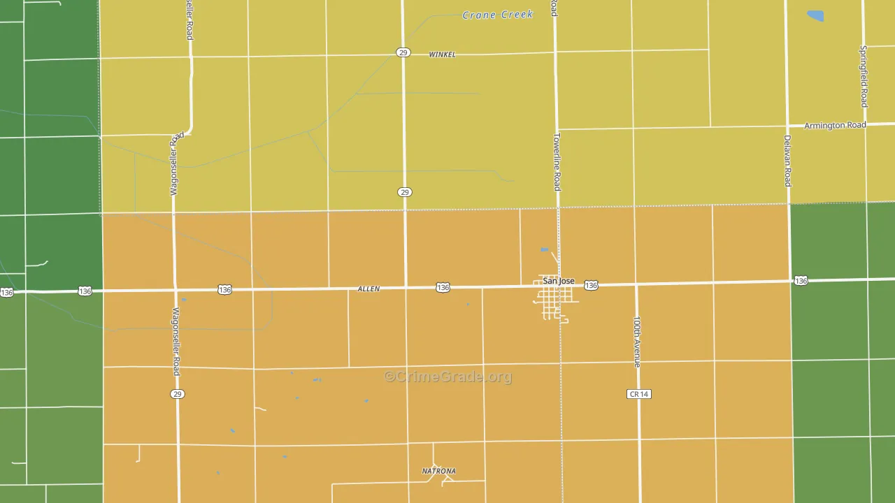 San Jose, IL Map of Vandalism Rates