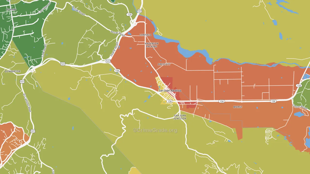 San Juan Bautista, CA Map of Vandalism Rates
