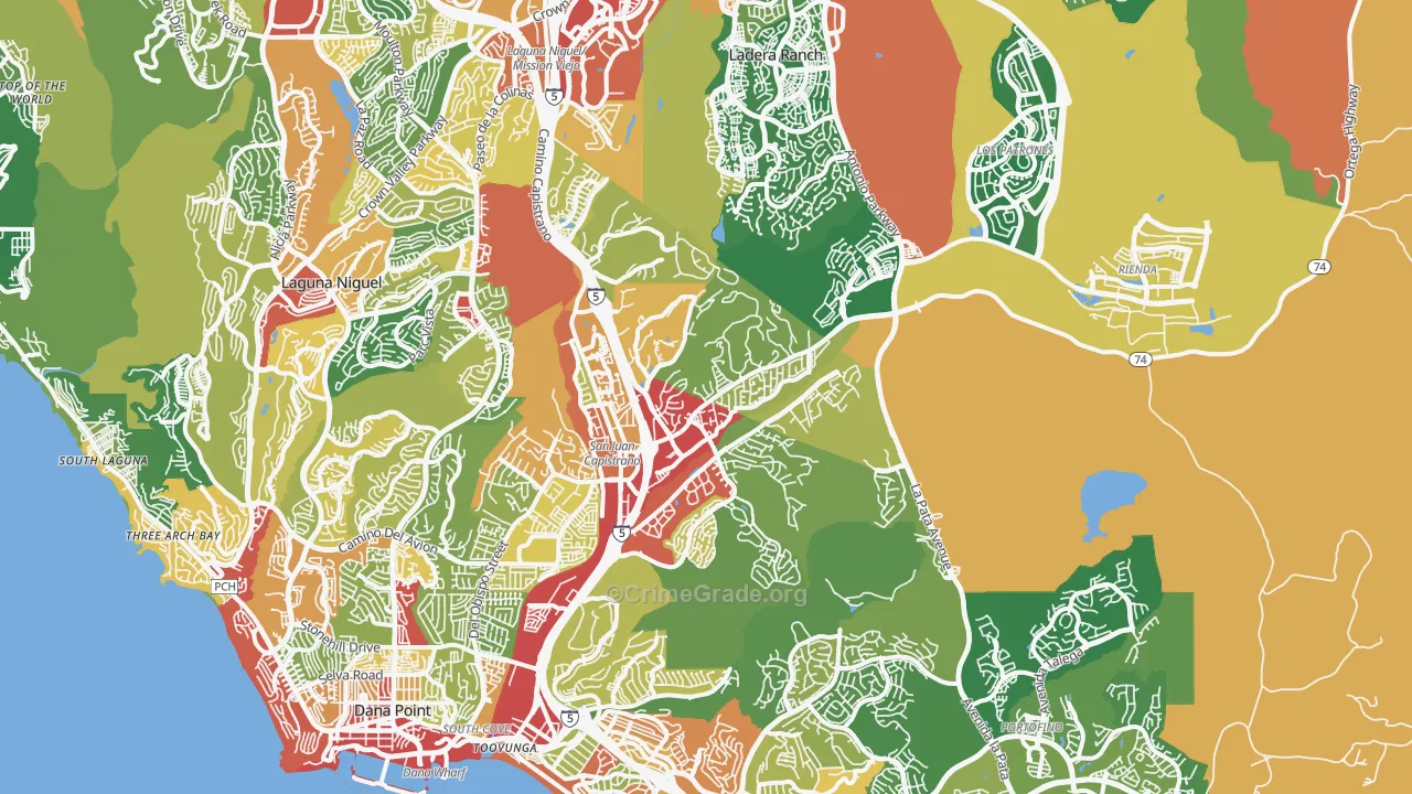 San Juan Capistrano, CA Map of Vandalism Rates