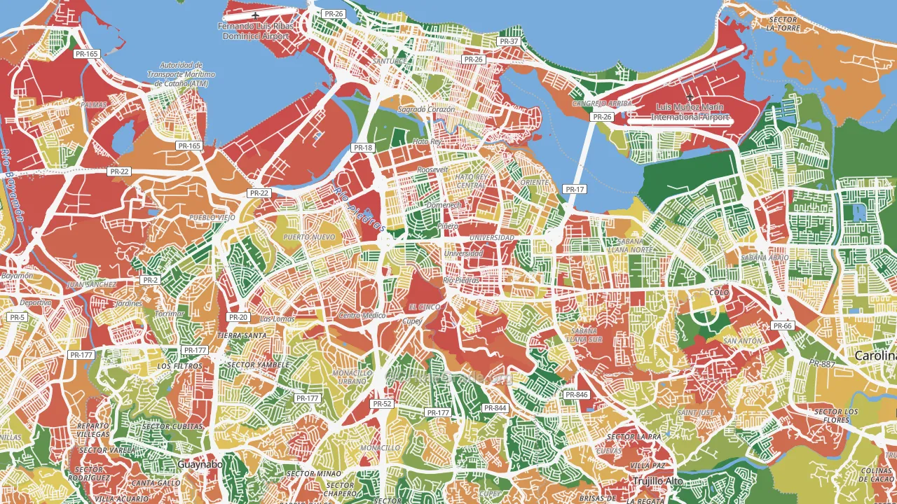 San Juan, PR Map of Vandalism Rates