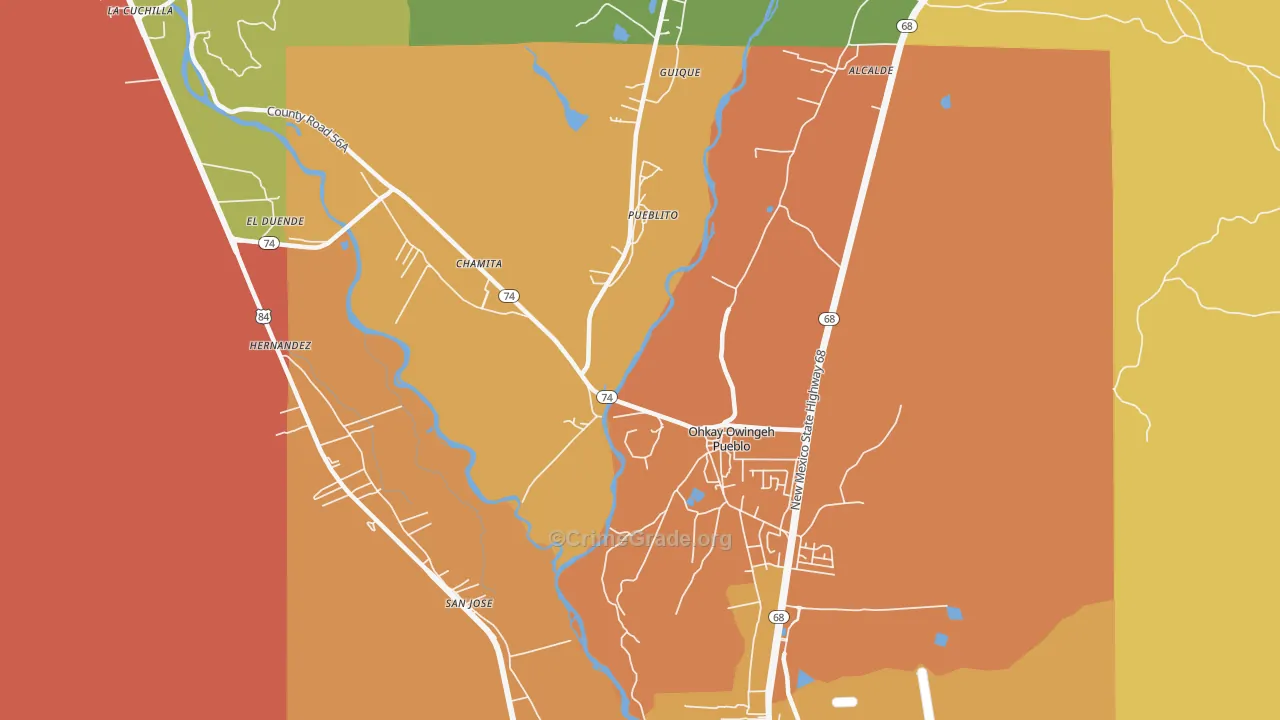San Juan Pueblo, NM Map of Vandalism Rates