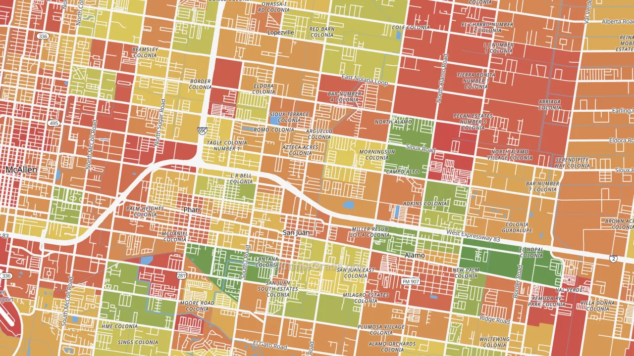 San Juan, TX Map of Vandalism Rates