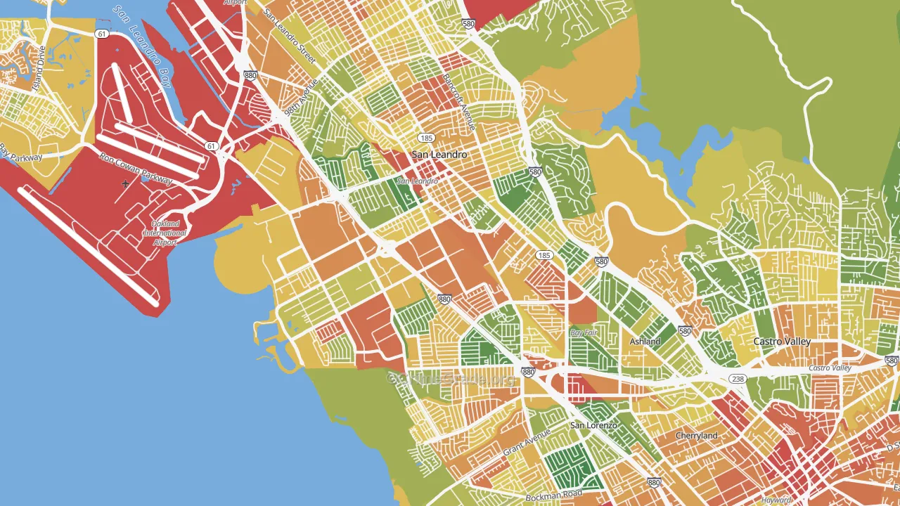 San Leandro, CA Map of Vandalism Rates