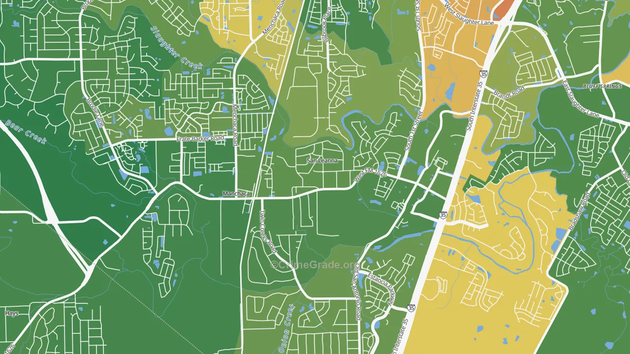 San Leanna, TX Map of Vandalism Rates