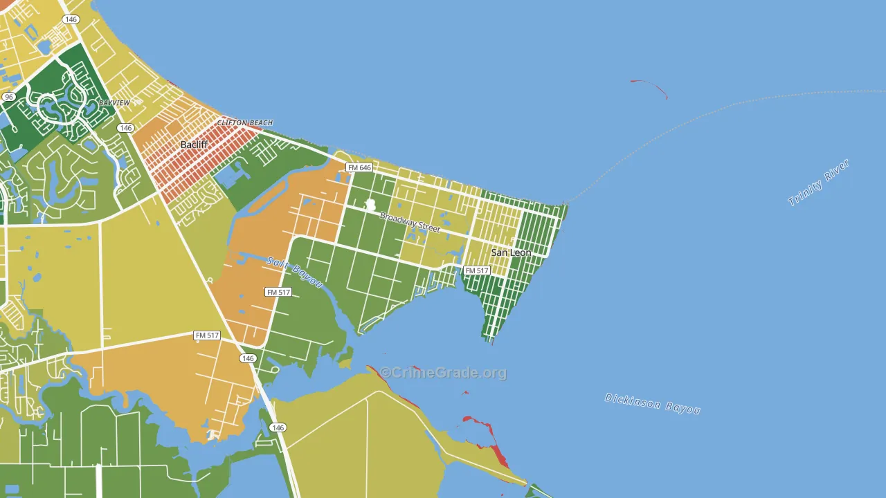 San Leon, TX Map of Vandalism Rates