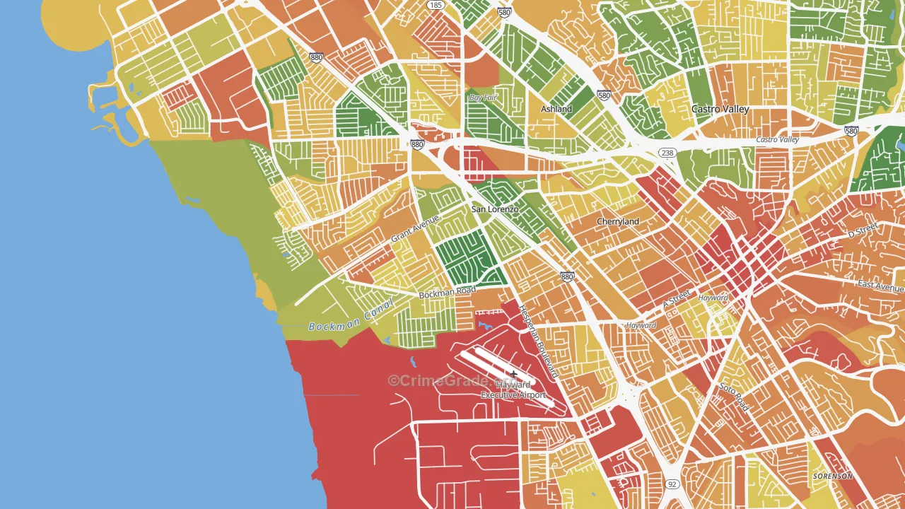 San Lorenzo, CA Map of Vandalism Rates