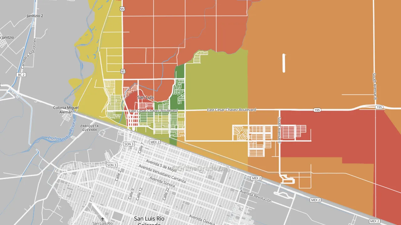 San Luis, AZ Map of Vandalism Rates