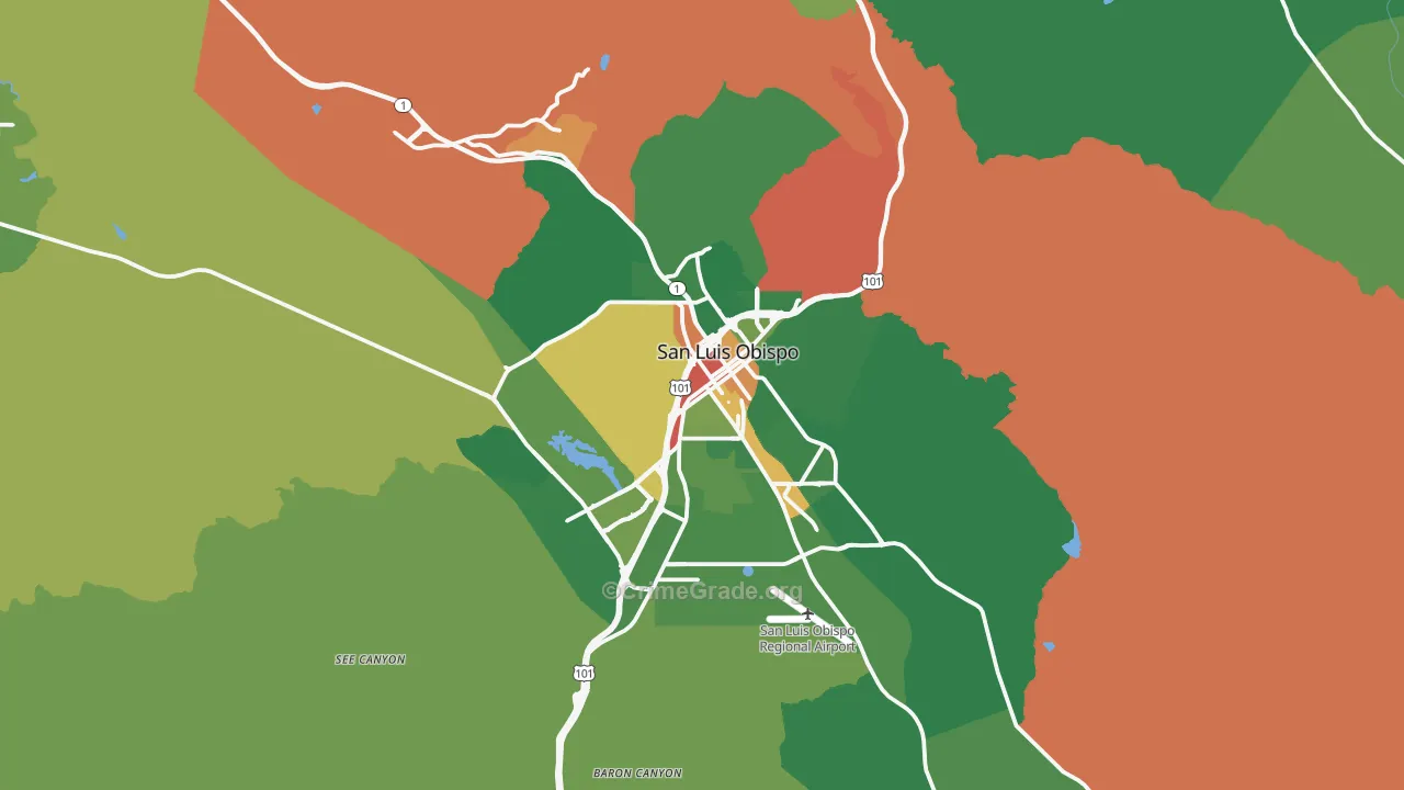 San Luis Obispo, CA Map of Vandalism Rates