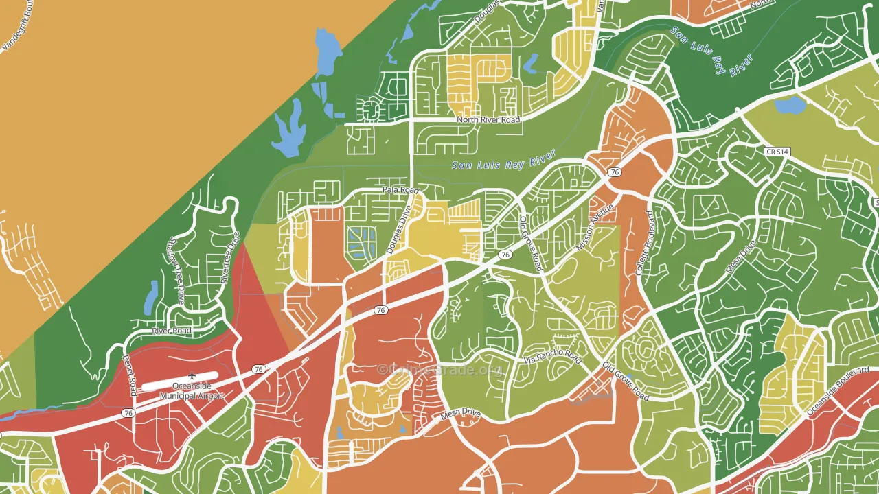 San Luis Rey, Oceanside, CA Map of Vandalism Rates