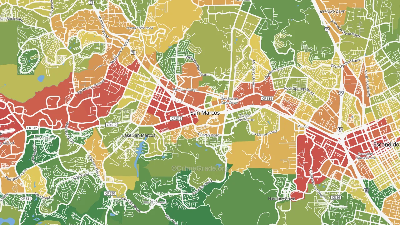 San Marcos, CA Map of Vandalism Rates