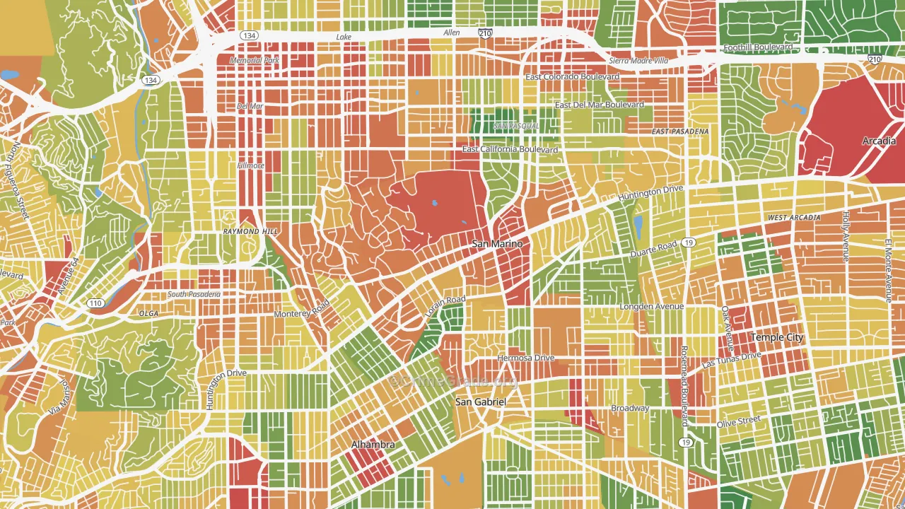 San Marino, CA Map of Vandalism Rates