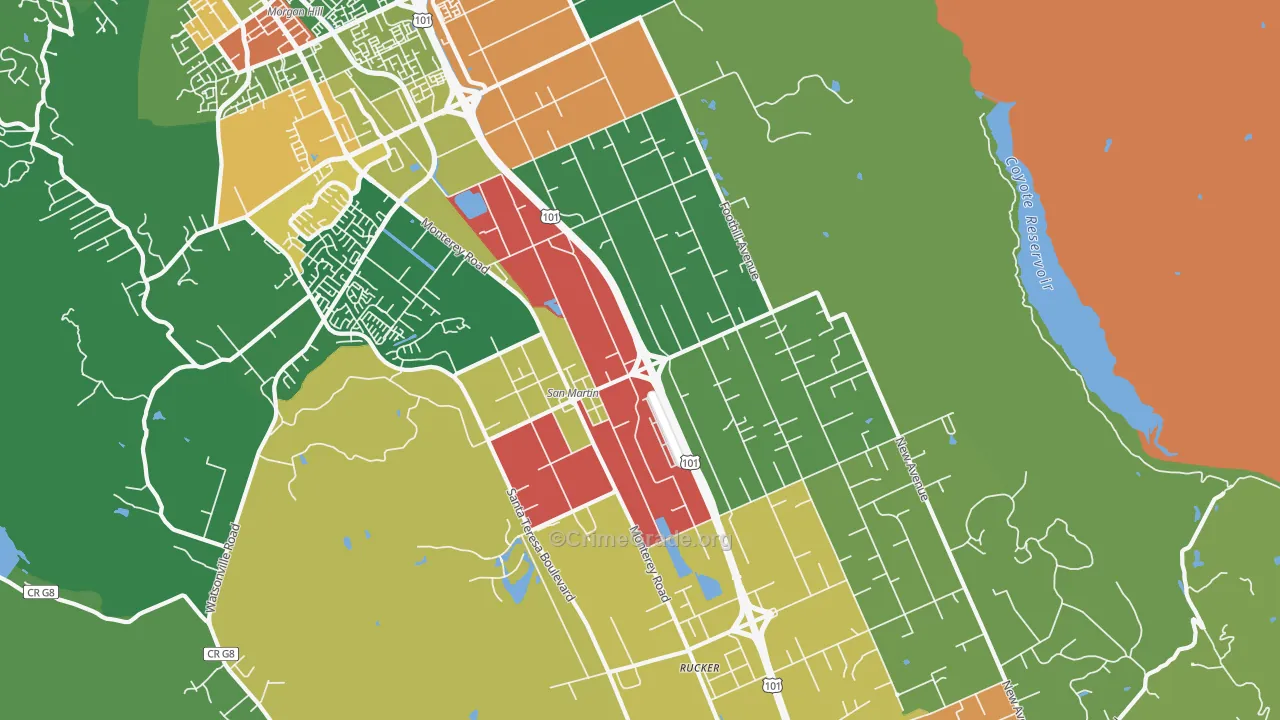San Martin, CA Map of Vandalism Rates