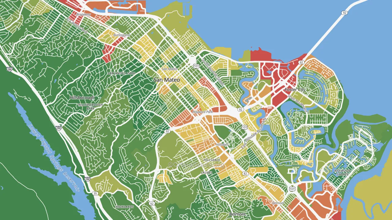 San Mateo, CA Map of Vandalism Rates