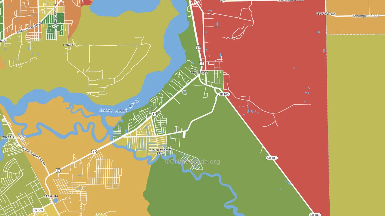 San Mateo, FL Map of Vandalism Rates