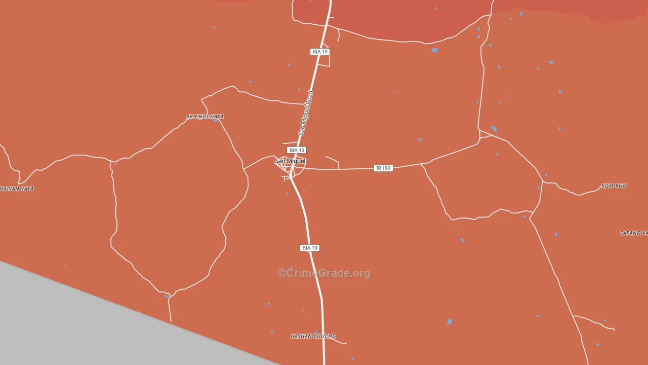 San Miguel, AZ Map of Vandalism Rates