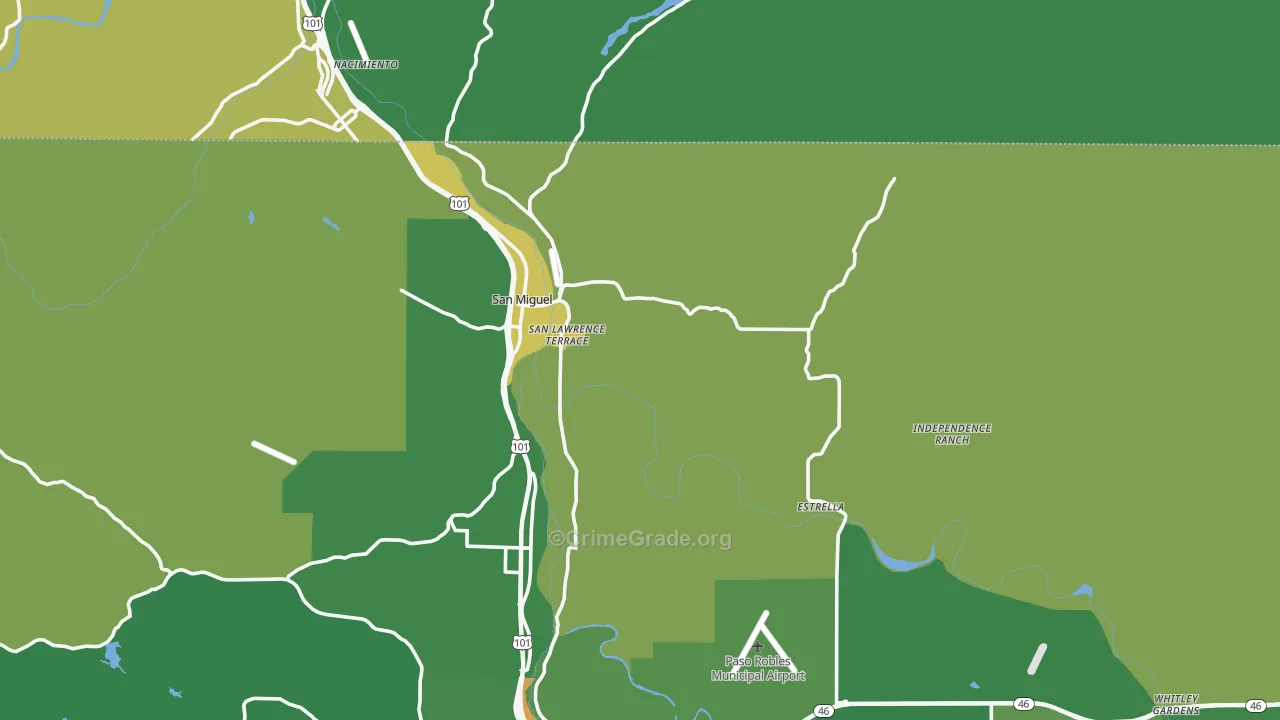 San Miguel, CA Map of Vandalism Rates