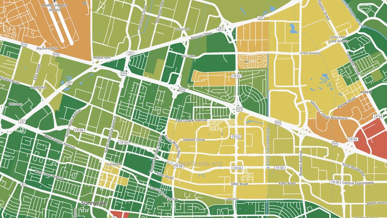 San Miguel, Sunnyvale, CA Map of Vandalism Rates