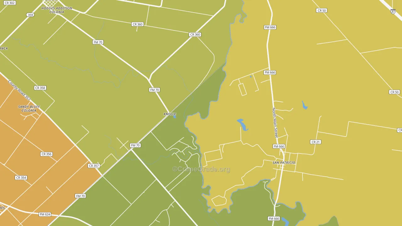 San Patricio, TX Map of Vandalism Rates