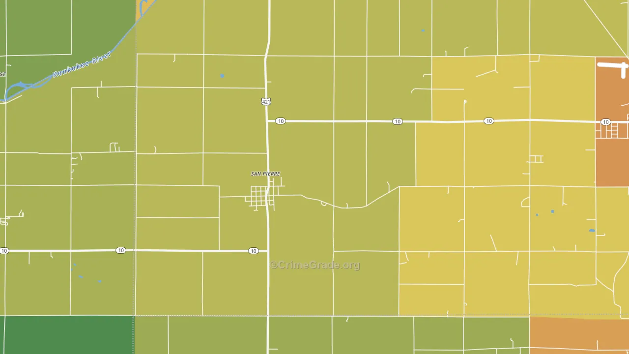 San Pierre, IN Map of Vandalism Rates