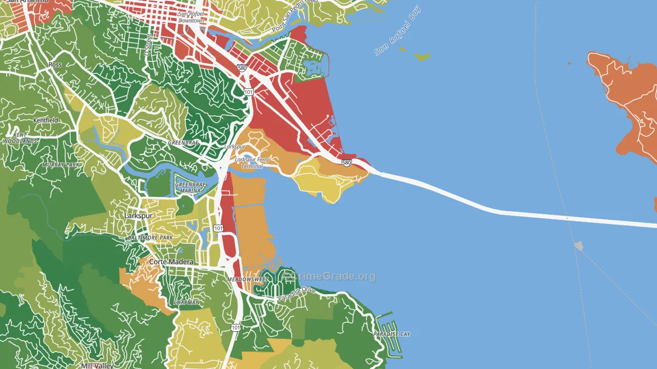 San Quentin, CA Map of Vandalism Rates