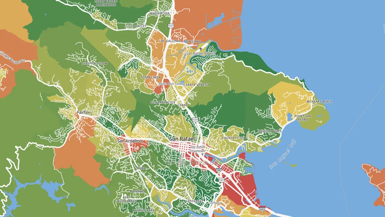 San Rafael, CA Map of Vandalism Rates