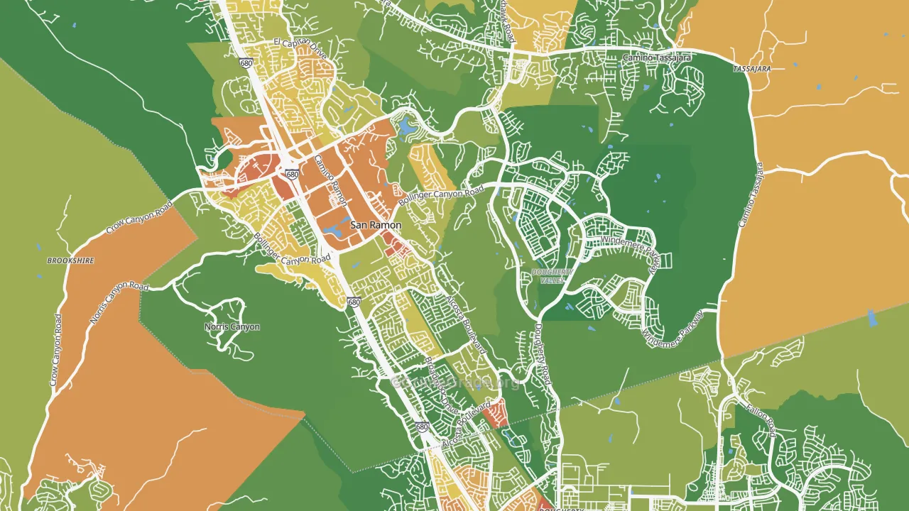 San Ramon, CA Map of Vandalism Rates