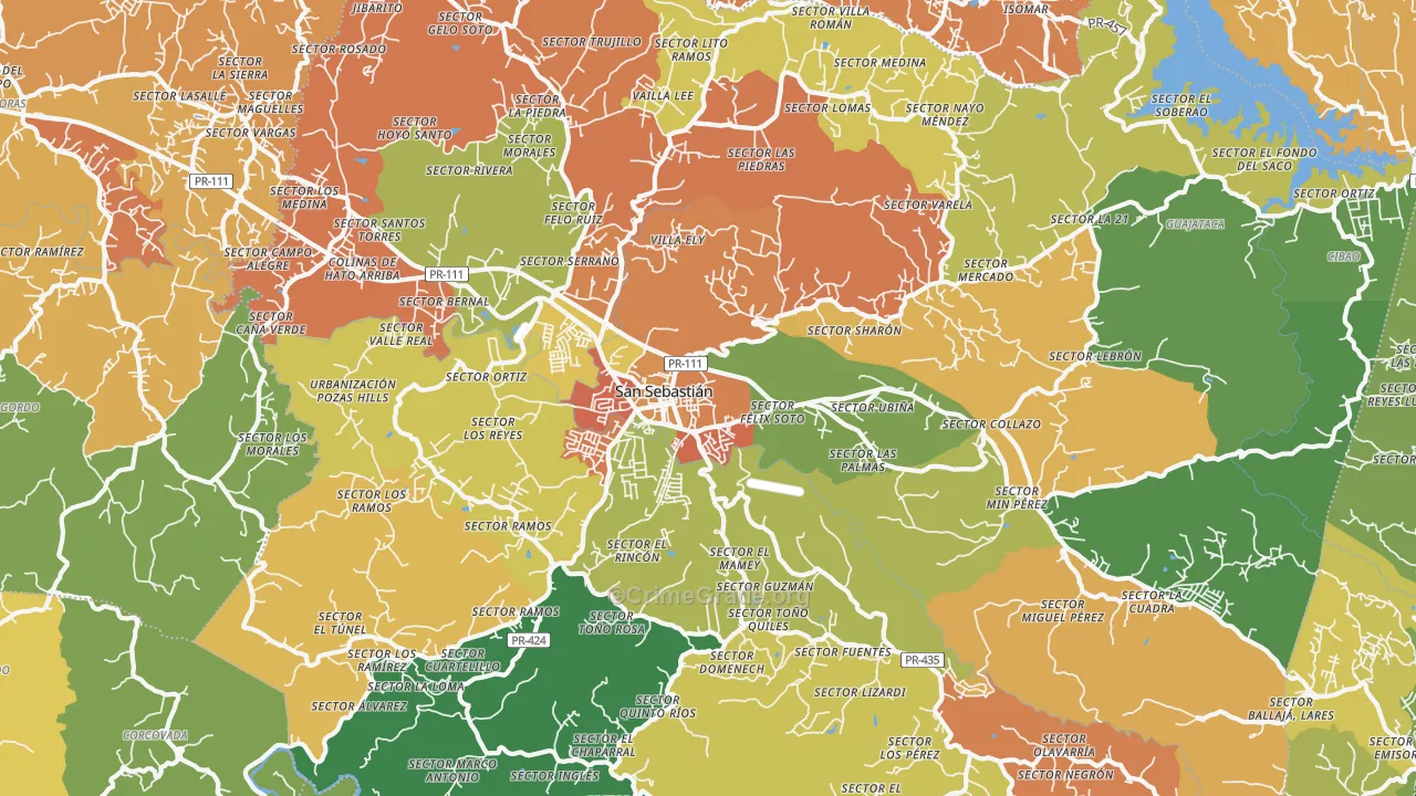 San Sebastian, PR Map of Vandalism Rates