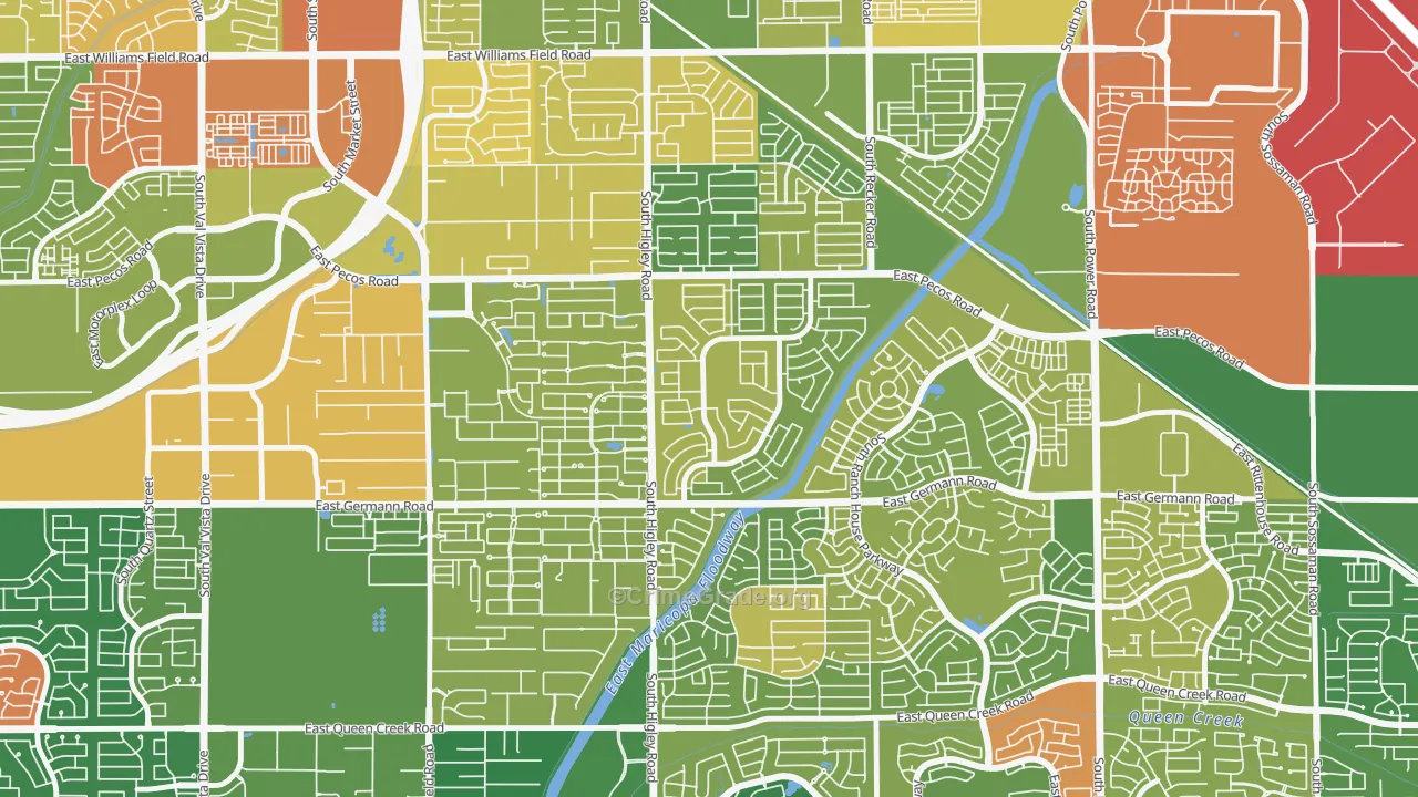 San Tan Ranch, Gilbert, AZ Map of Vandalism Rates