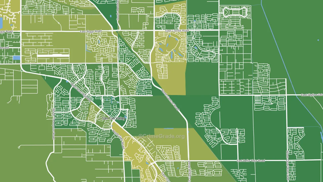 San Tan Valley, AZ Map of Vandalism Rates
