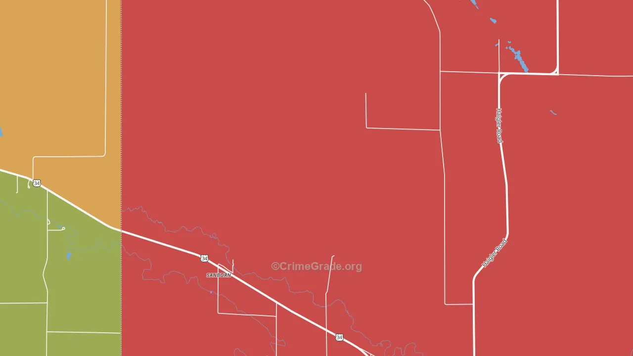 Sanborn, NE Map of Vandalism Rates