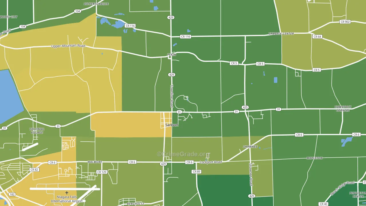 Sanborn, NY Map of Vandalism Rates