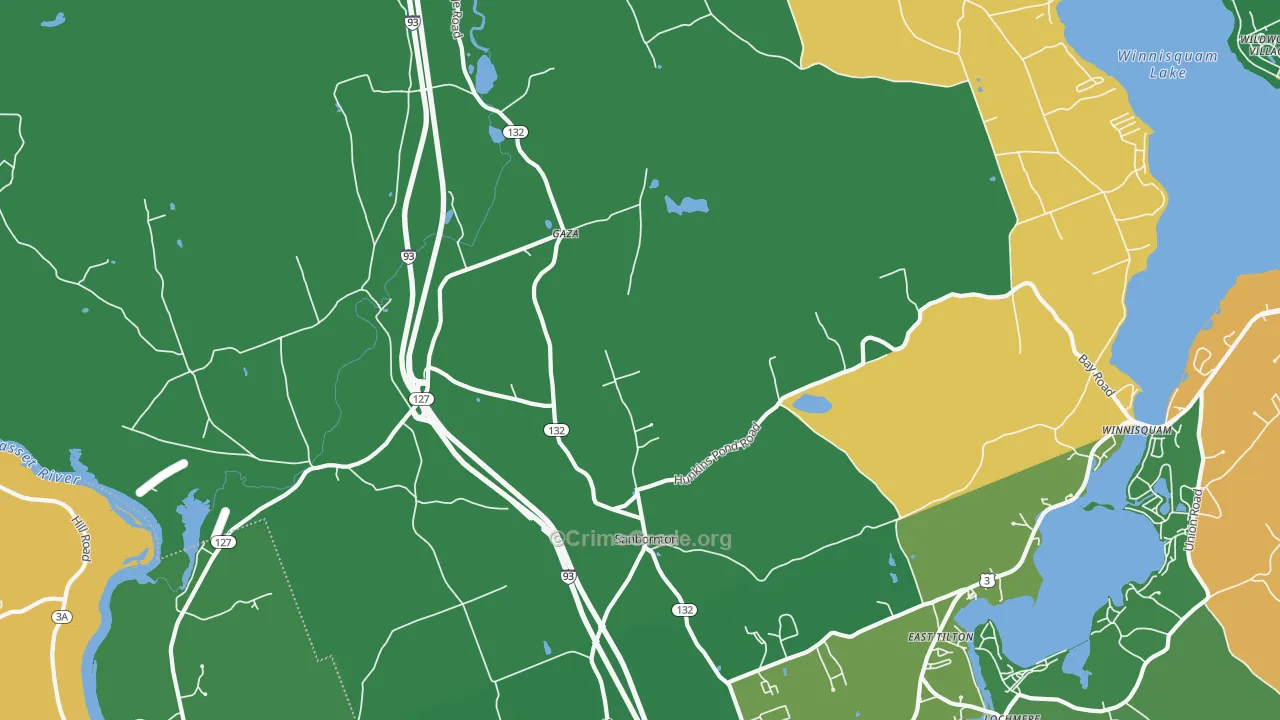 Sanbornton, NH Map of Vandalism Rates