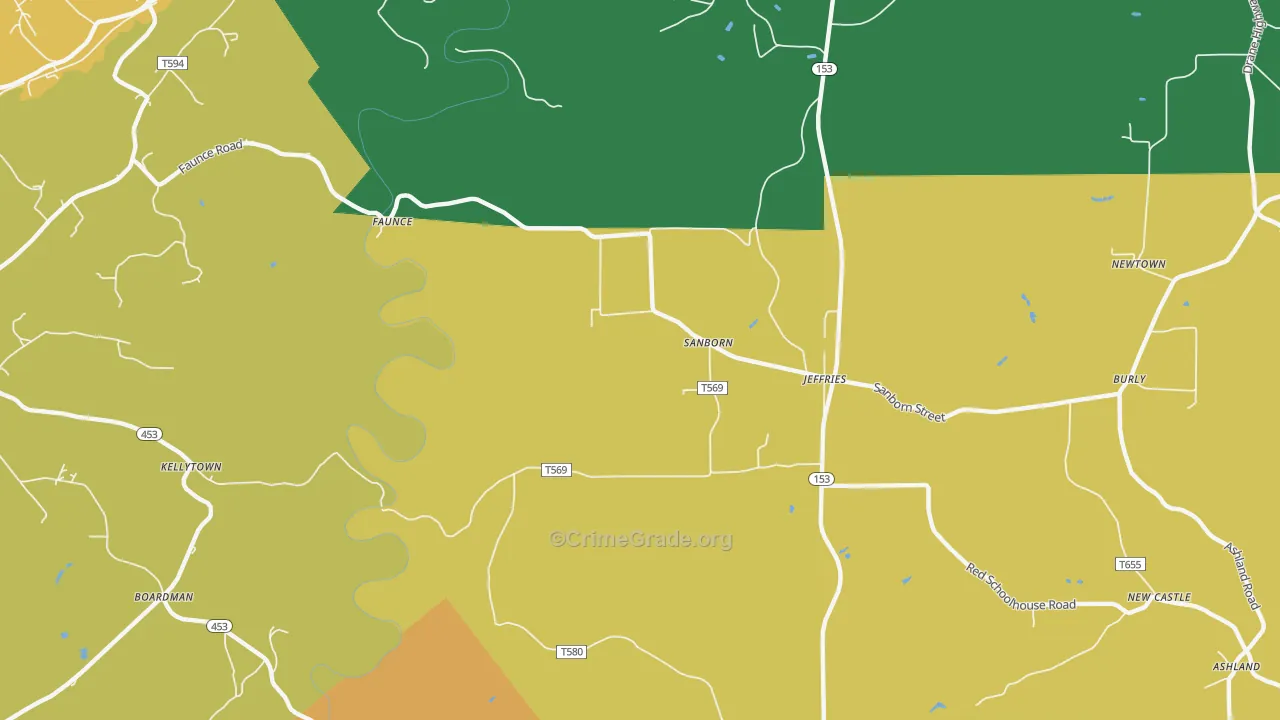 Sanbourn, PA Map of Vandalism Rates