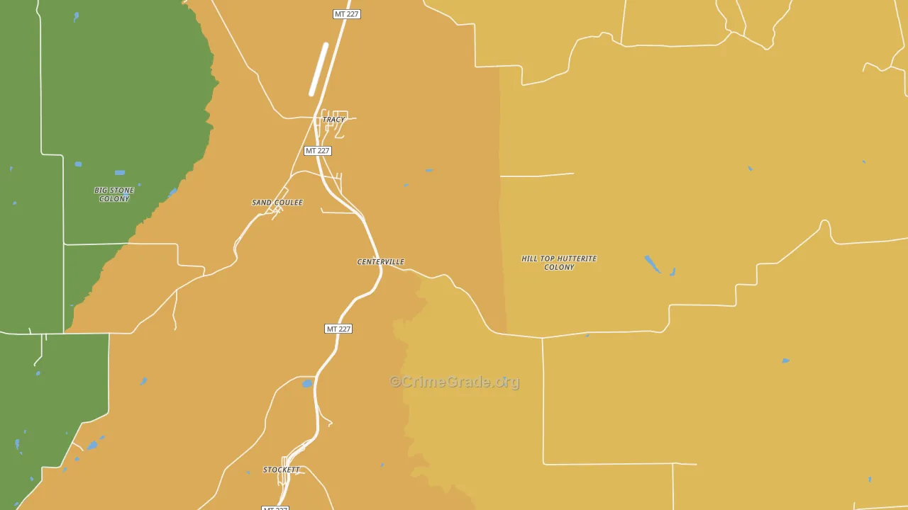 Sand Coulee, MT Map of Vandalism Rates