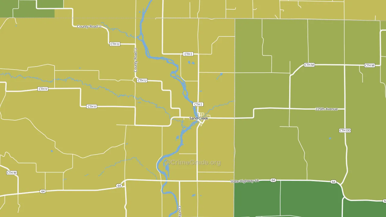 Sand Creek, WI Map of Vandalism Rates