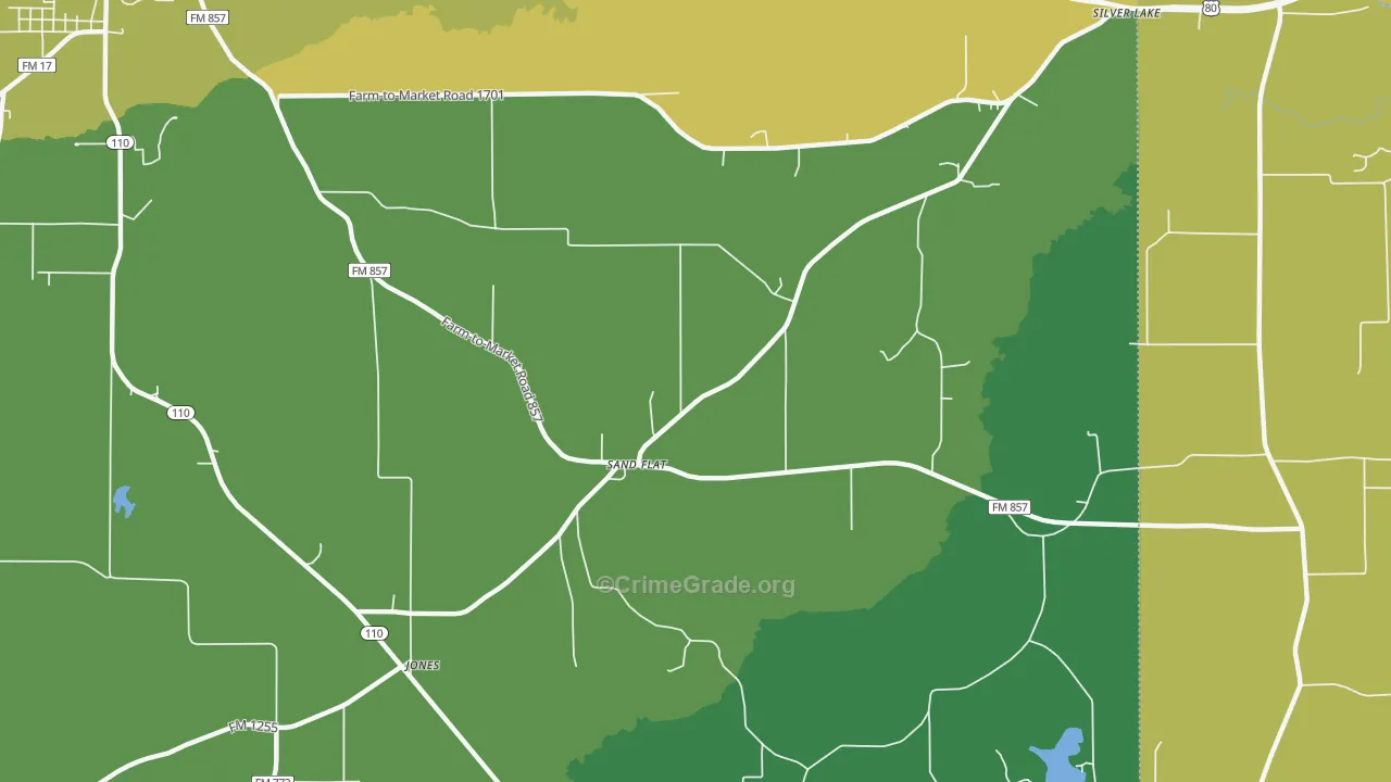 Sand Flat, TX Map of Vandalism Rates