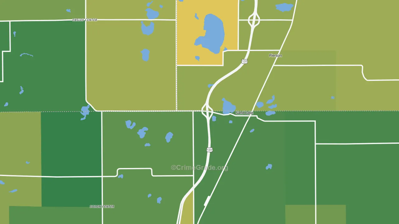 Sand Lake, MI Map of Vandalism Rates