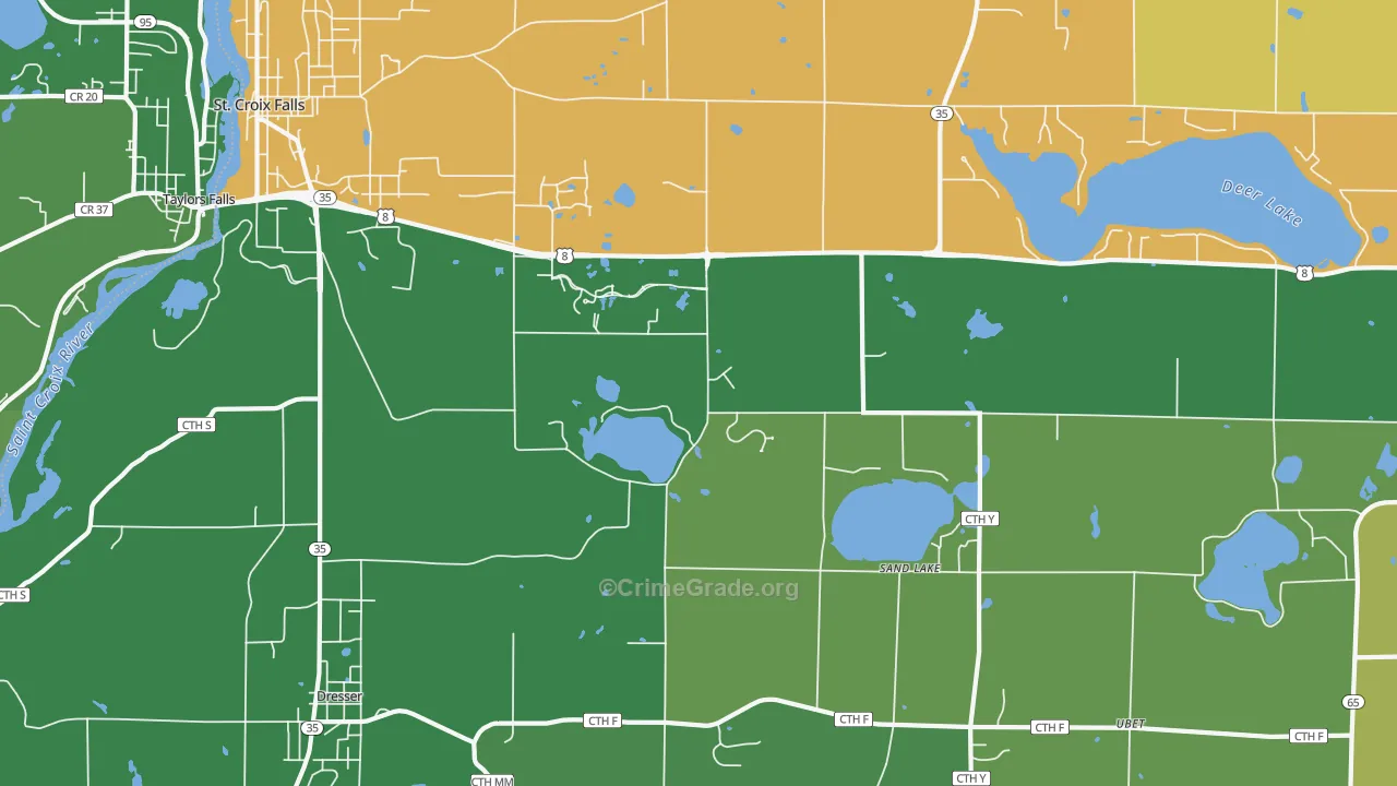 Sand Lake, WI Map of Vandalism Rates