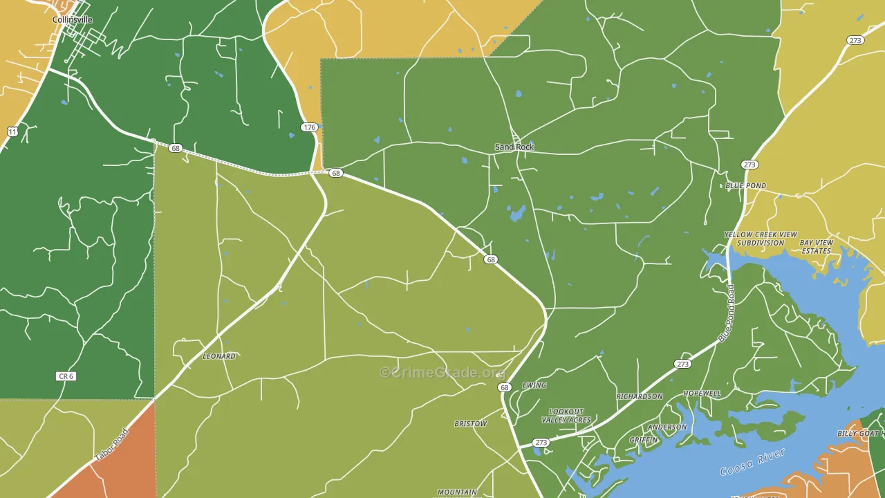 Sand Rock, AL Map of Vandalism Rates