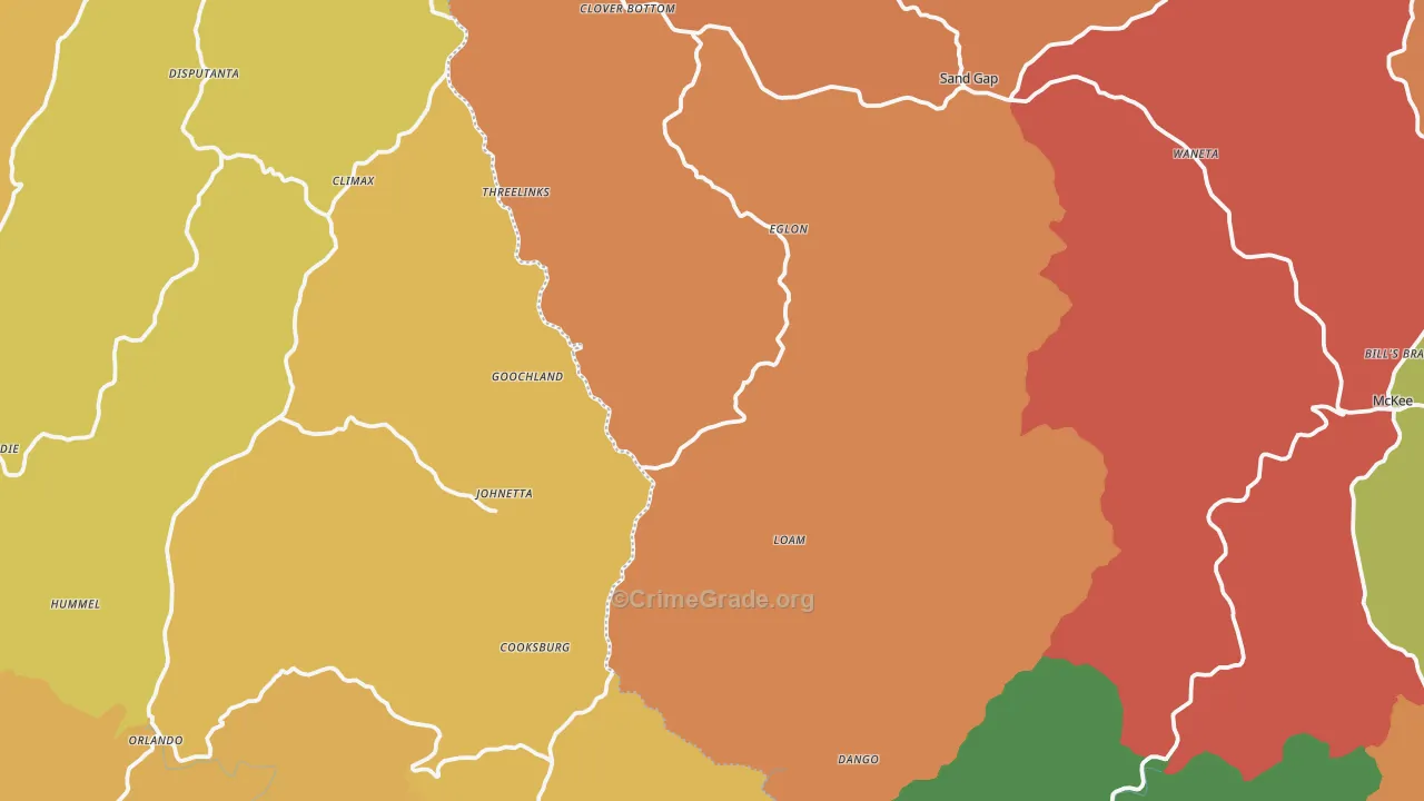 Sand Springs, KY Map of Vandalism Rates