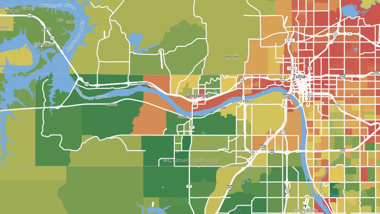 Sand Springs, OK Map of Vandalism Rates