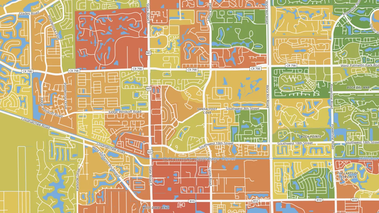 Sandalfoot Cove, Boca Raton, FL Map of Vandalism Rates