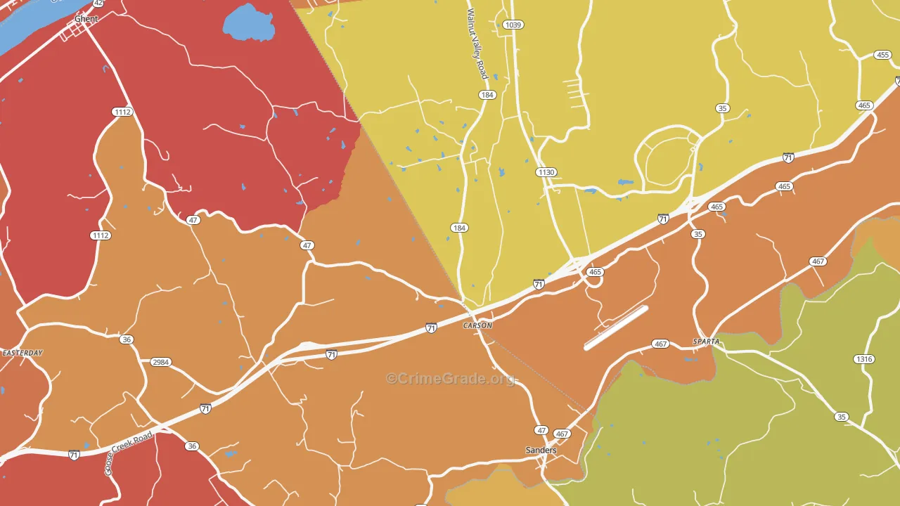 Sanders, KY Map of Vandalism Rates