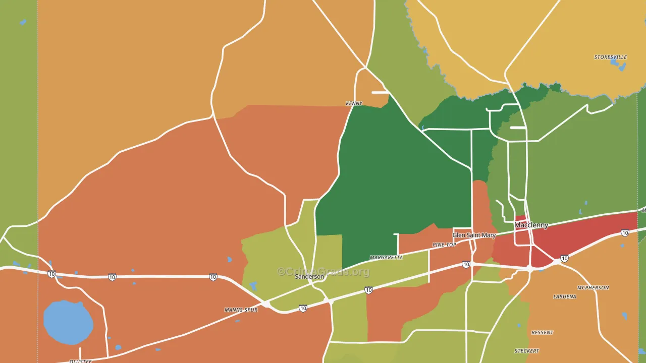 Sanderson, FL Map of Vandalism Rates