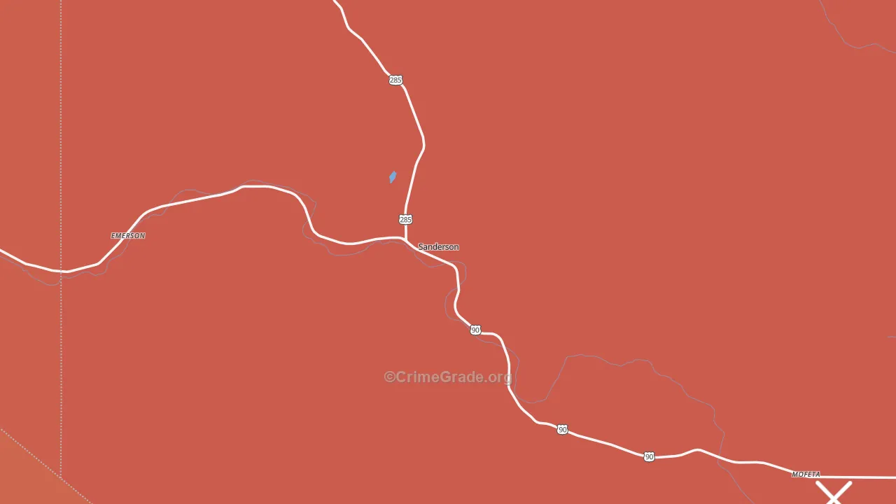Sanderson, TX Map of Vandalism Rates